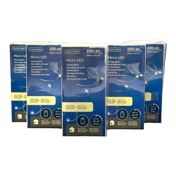 New LUMINEO Micro LED String Star Lights 100 LED 16.2' Warm White Lights - Picture 3 of 4